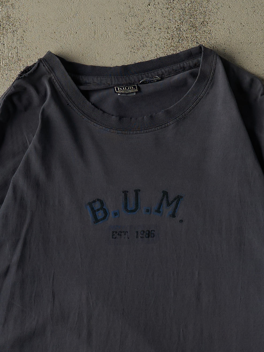 Vintage 90s Sun Faded Navy Bum Logo Tee (XL/XXL)