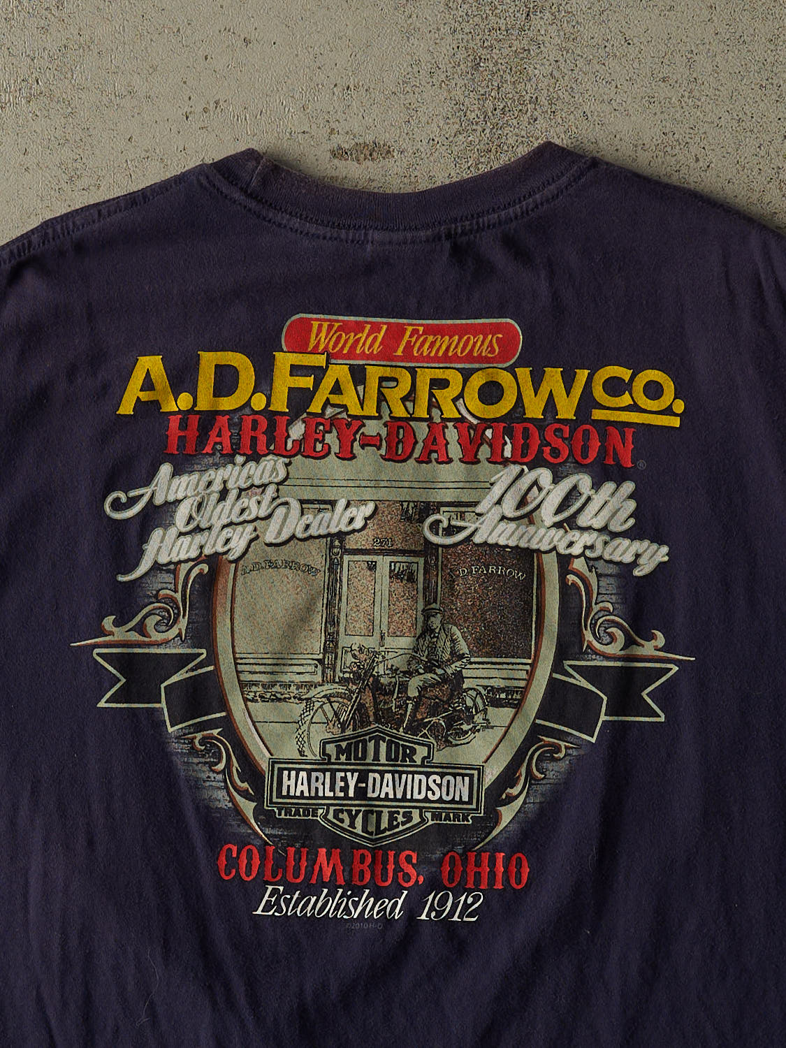 Vintage 10' Sun Faded Navy Harley Davidson Columbus OH Tank (L/XL)