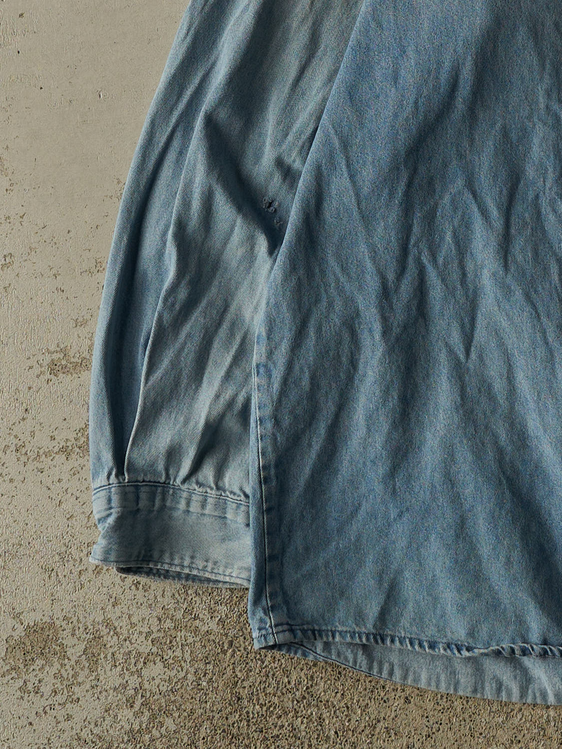 Vintage Y2K Mid Wash Dickies Denim Button Up Long Sleeve (XL/XXL)