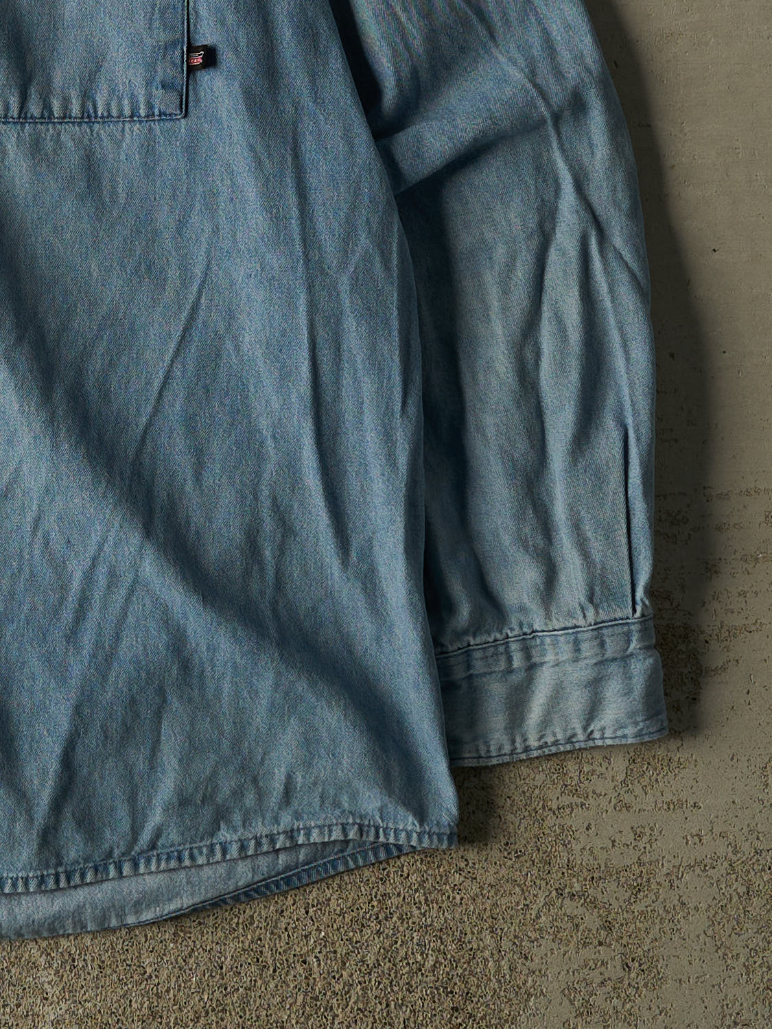 Vintage Y2K Mid Wash Dickies Denim Button Up Long Sleeve (XL/XXL)