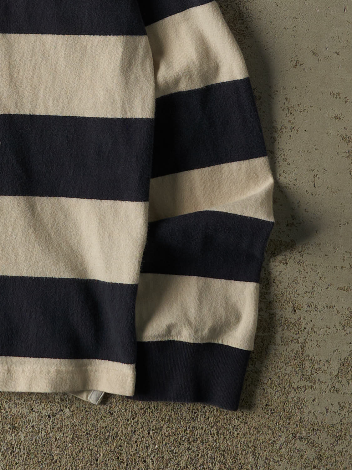 Vintage Y2K Beige Polo Striped Quarter Button Long Sleeve (XS)