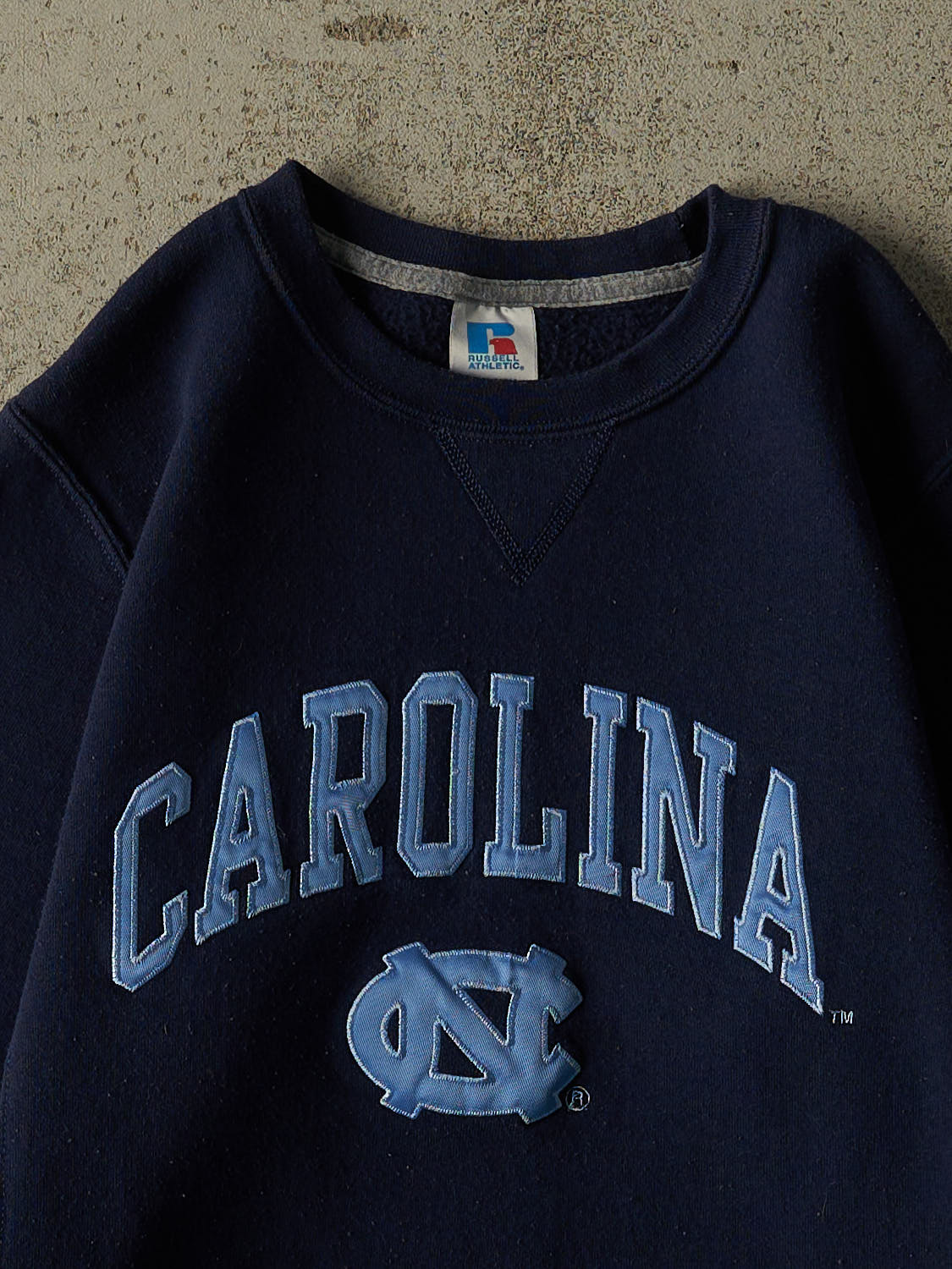Vintage Y2K Navy Blue Russell Athletic University of North Carolina Crewneck (XS)