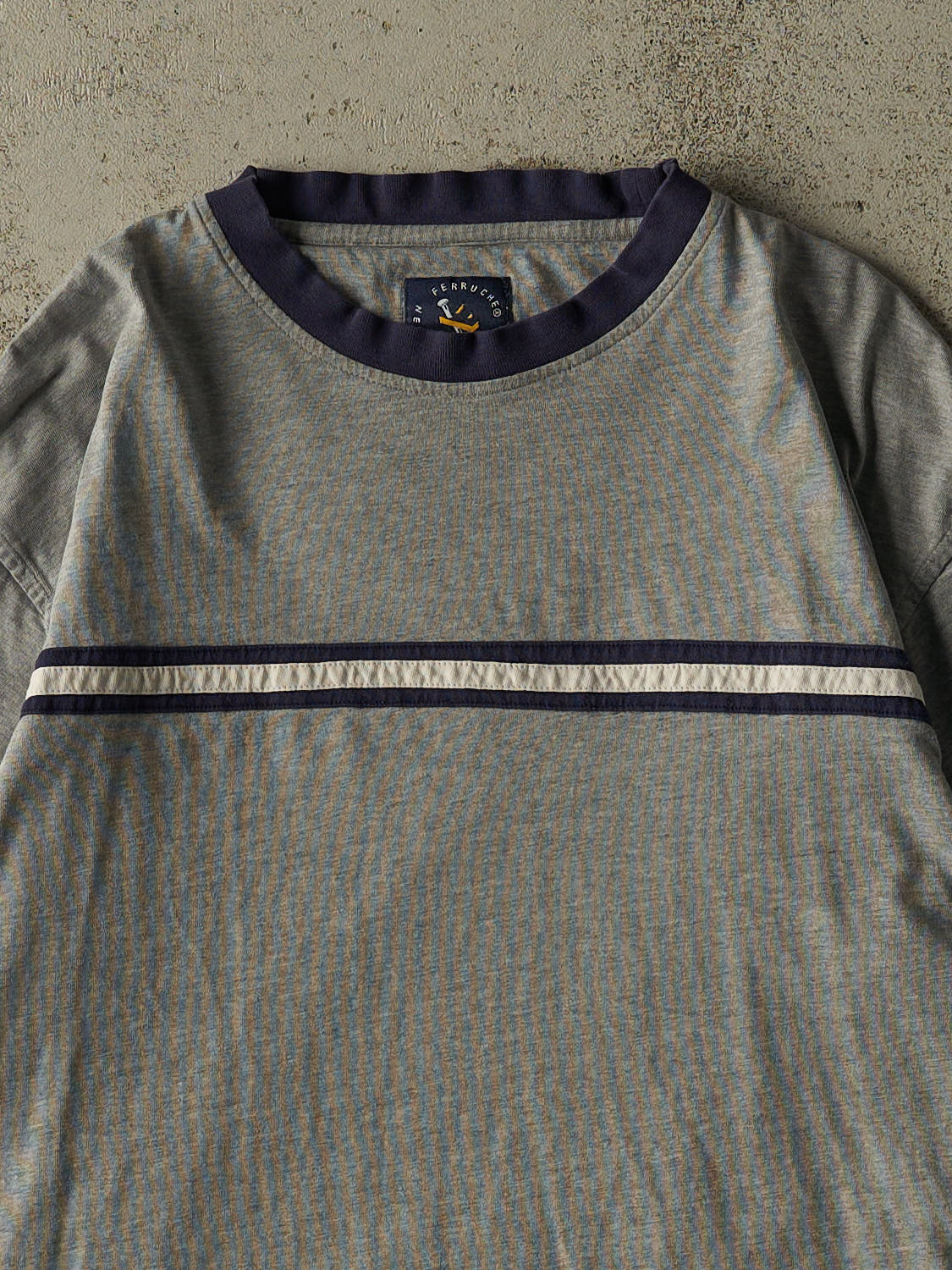 Vintage 90s Grey Striped Tee (M/L)