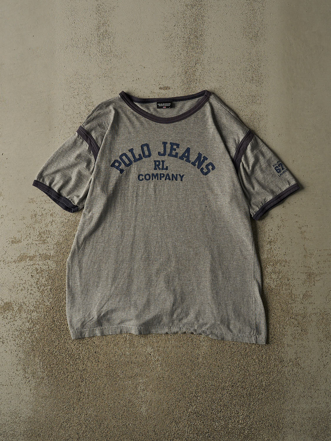 Vintage Y2K Grey Polo Jeans Tee (L)