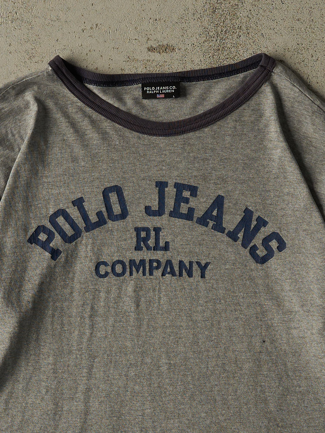 Vintage Y2K Grey Polo Jeans Tee (L)