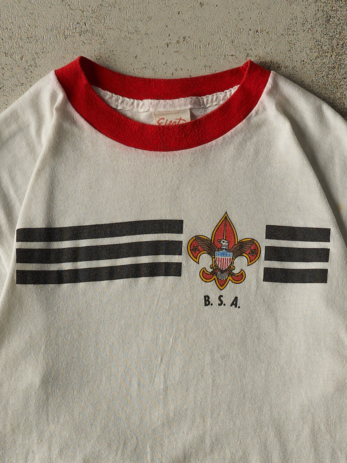 Vintage 80s White Boy Scouts Of America Ringer Tee (S/M)