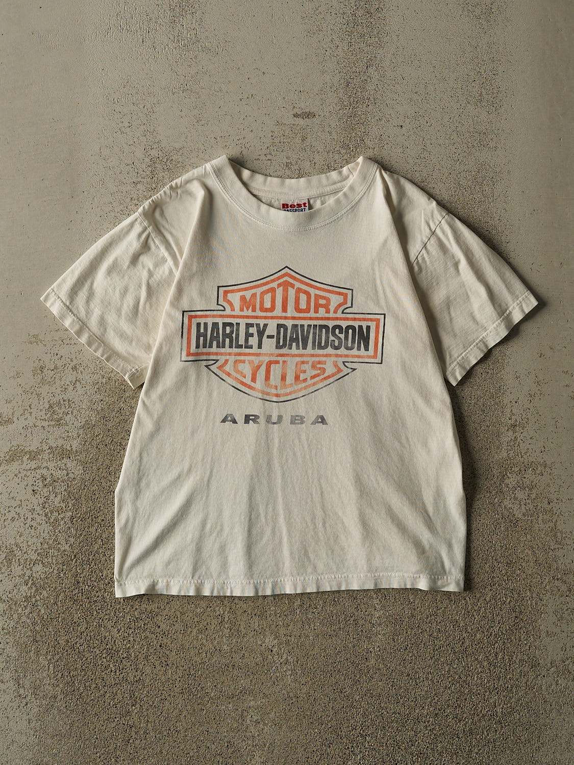 Vintage 90s Beige Harley Davidson Aruba Tee (S)