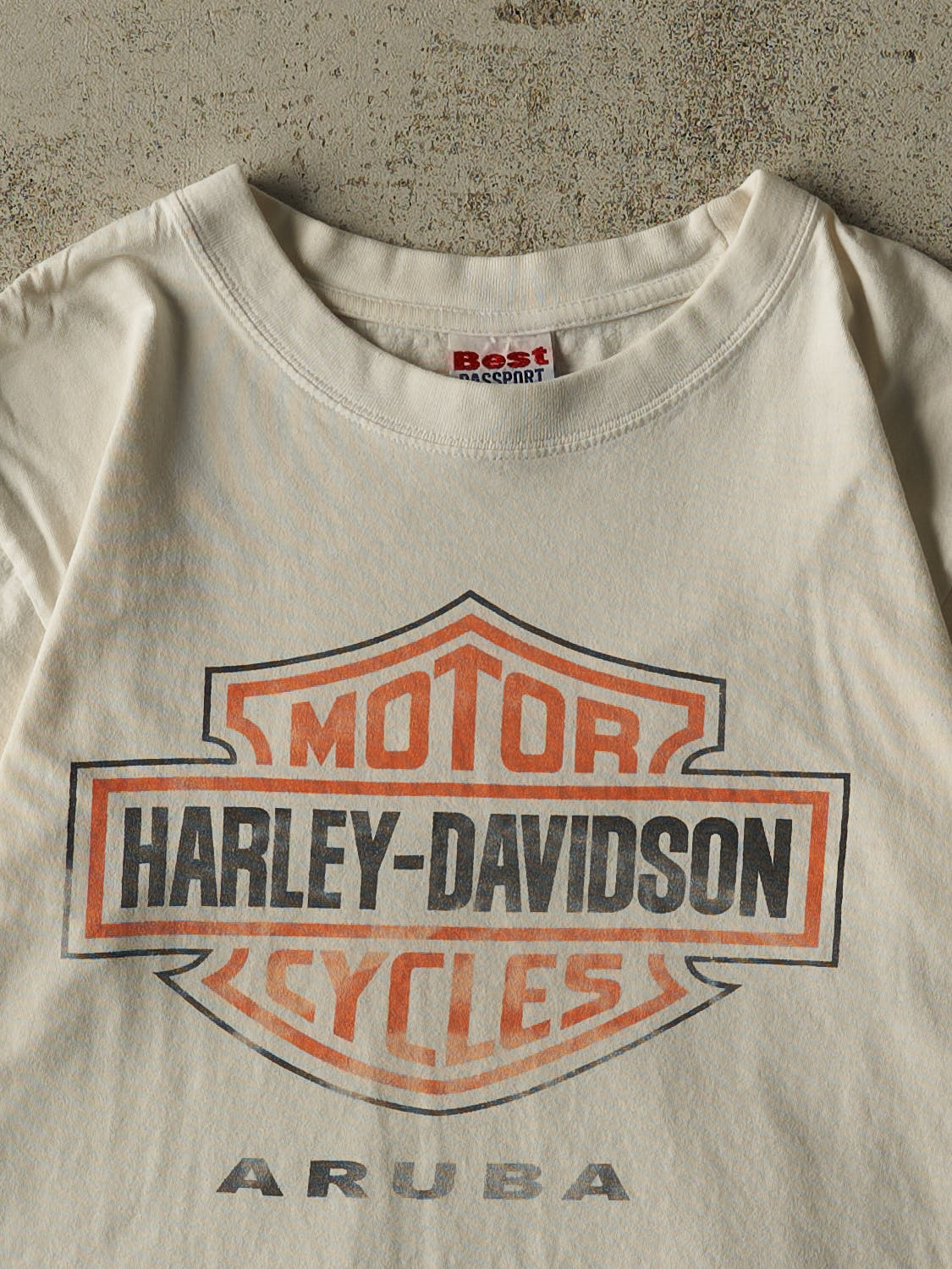 Vintage 90s Beige Harley Davidson Aruba Tee (S)