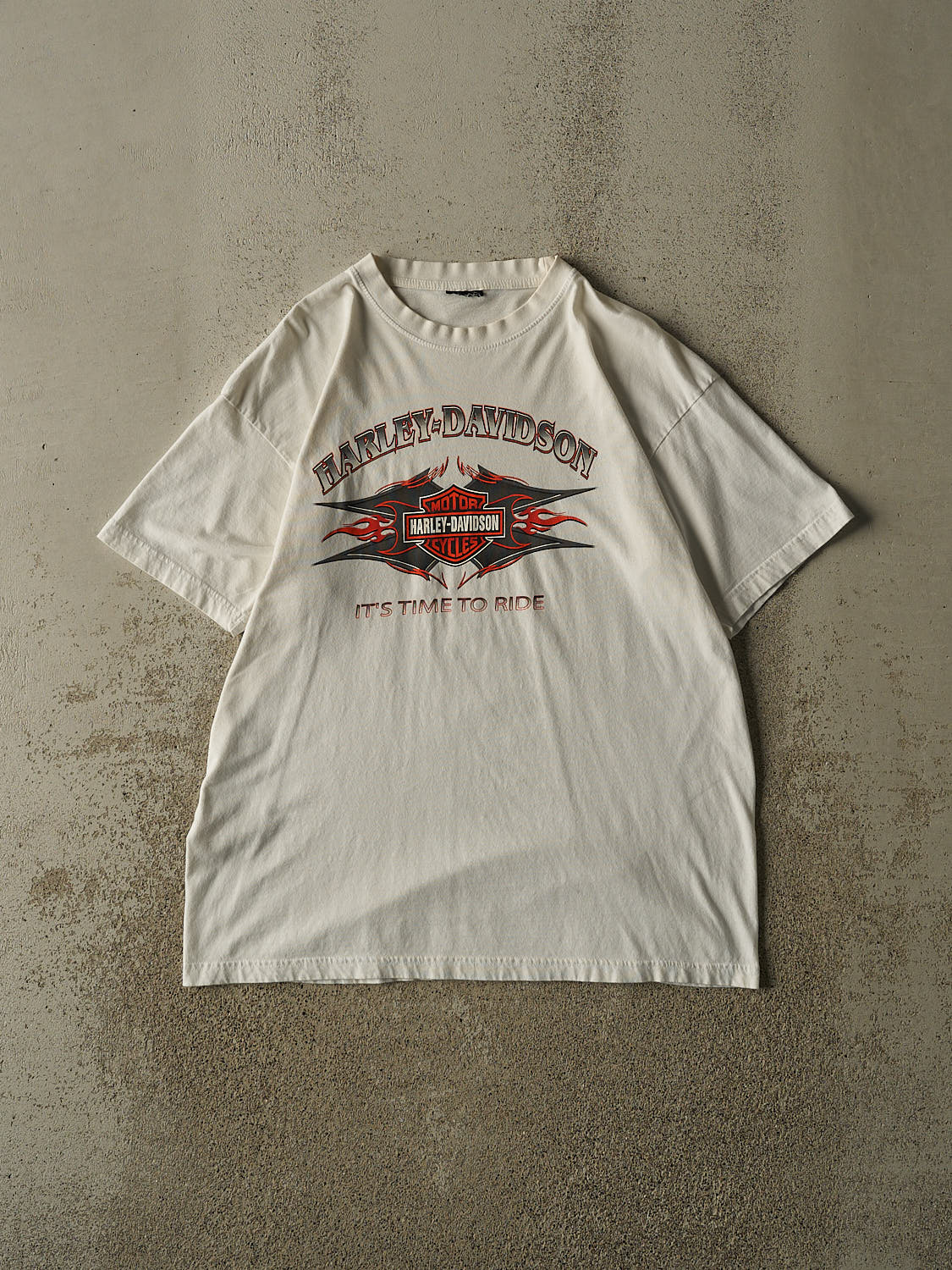 Vintage 90s White Harley Davidson "It's Time To Ride" Tee (L)