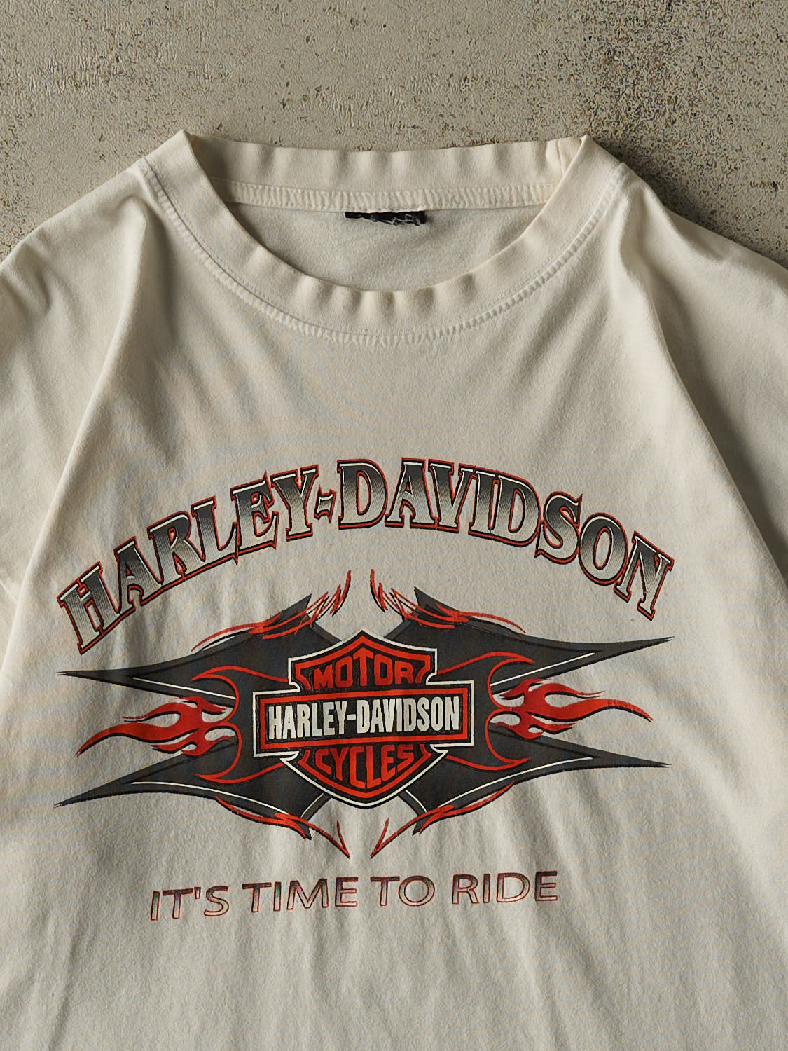 Vintage 90s White Harley Davidson "It's Time To Ride" Tee (L)