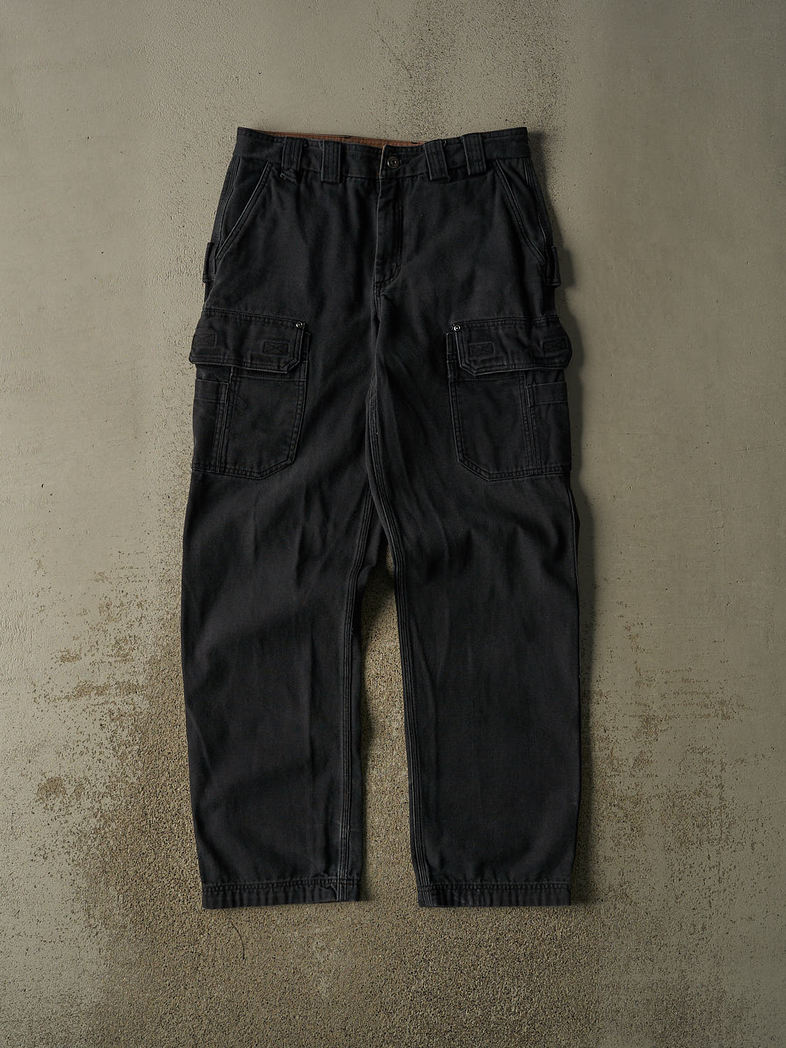 Vintage 90s Faded Black Duluth Cargo Work Pants (33x34.5)