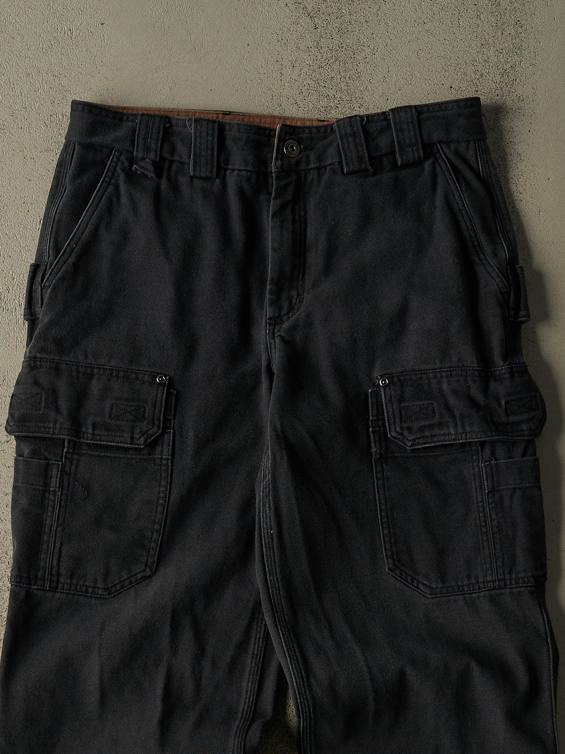 Vintage 90s Faded Black Duluth Cargo Work Pants (33x34.5)