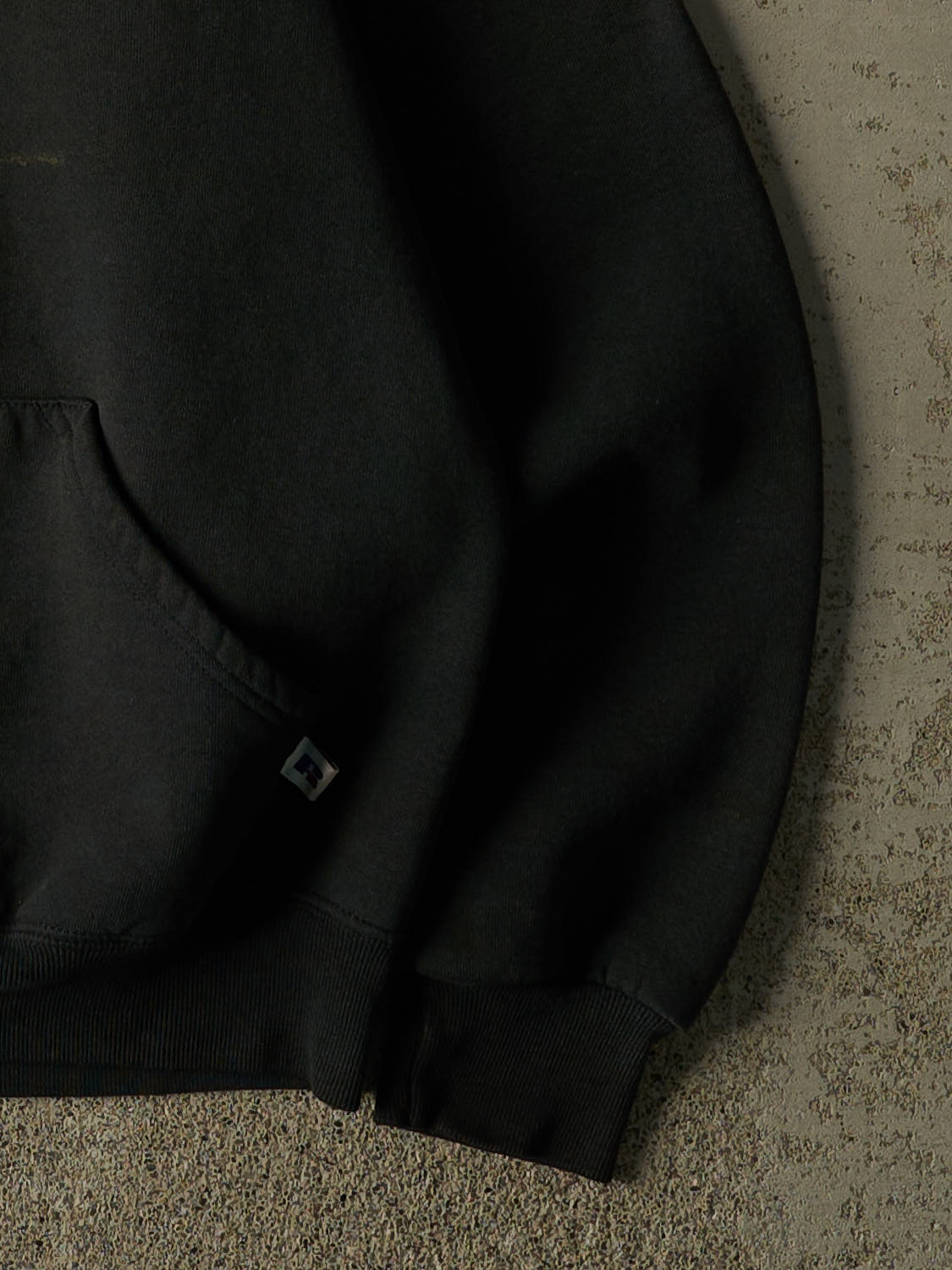 Vintage 90s Faded Black Russell Athletic Blank Hoodie (XS)