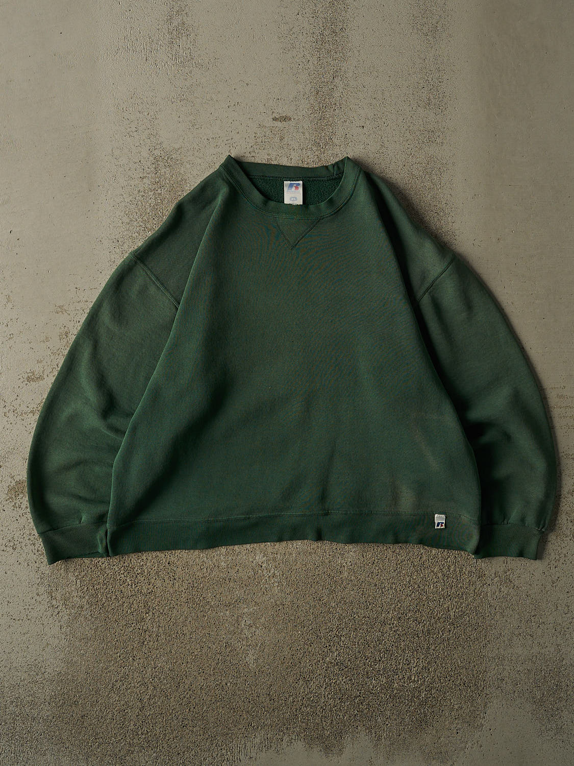 Vintage Y2K Sun Faded Green Russell Athletic Blank Crewneck (M/L)