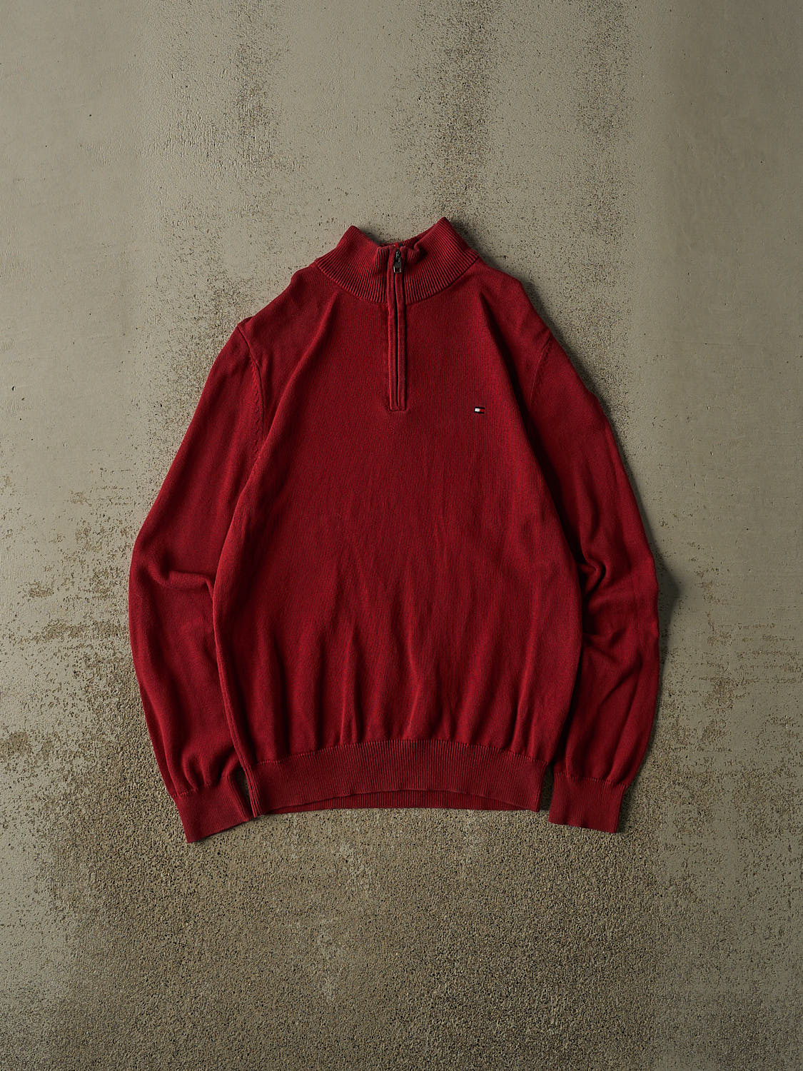 Vintage Y2K Red Tommy Hilfiger Quarter Zip Knit (XS/S)