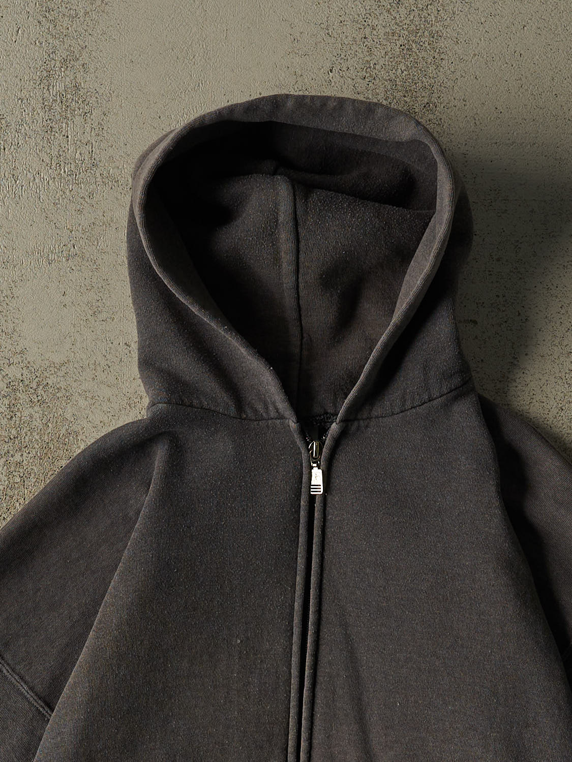 Vintage 90s Charcoal Grey Russell Athletic Blank Zip Up Hoodie (M/L)