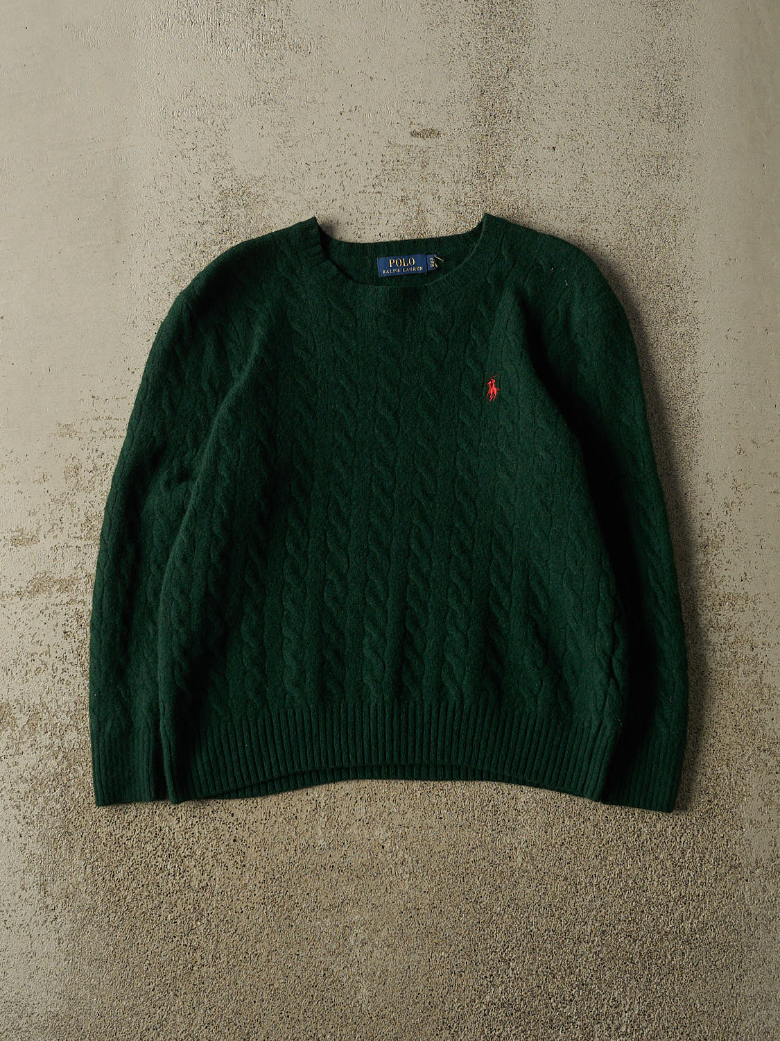 Vintage Y2K Green Polo Cable Knit Sweater (XS/S)