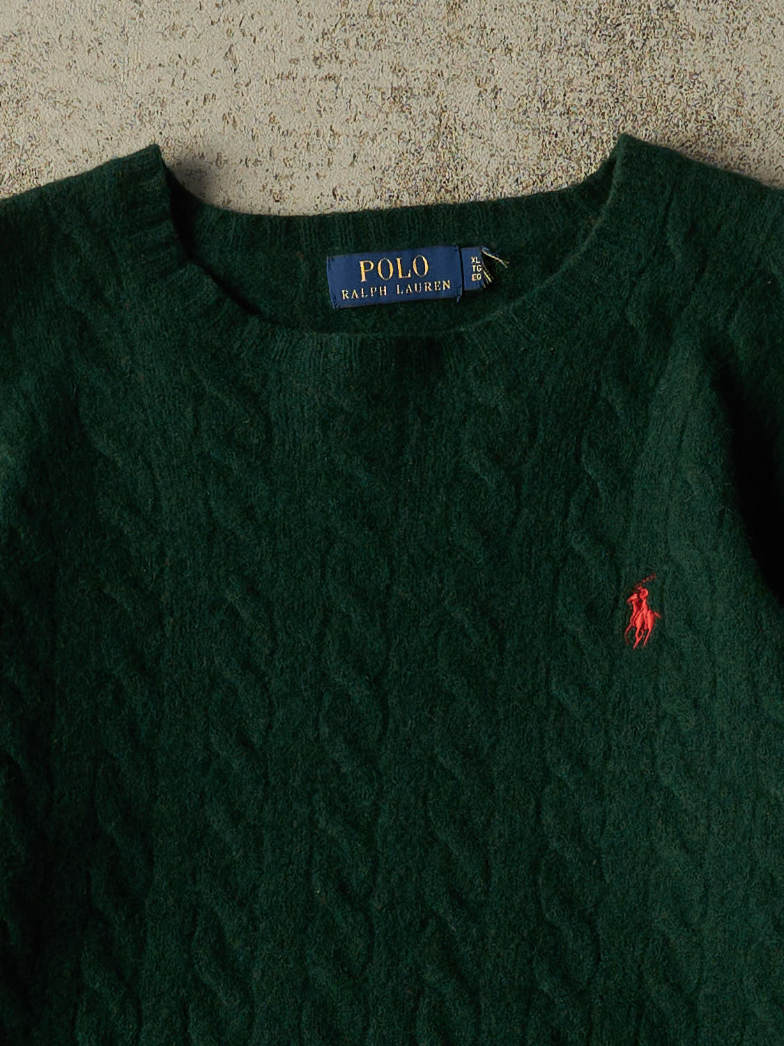 Vintage Y2K Green Polo Cable Knit Sweater (XS/S)