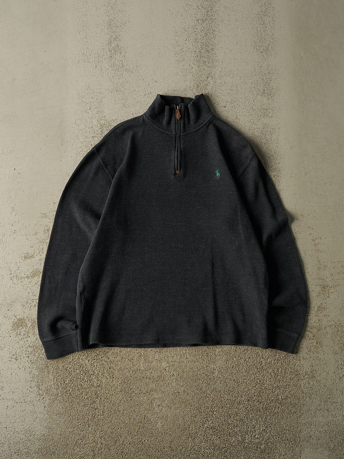 Vintage 90s Charcoal Grey Polo Quarter Zip Knit (S/M)