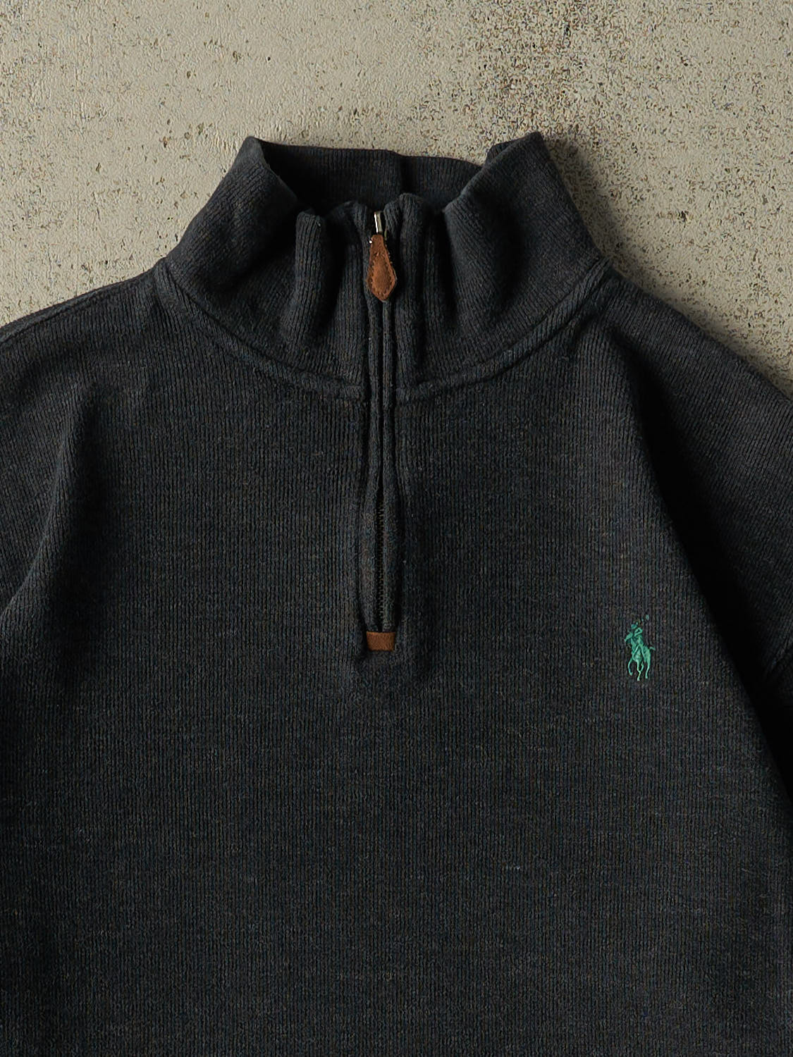 Vintage 90s Charcoal Grey Polo Quarter Zip Knit (S/M)