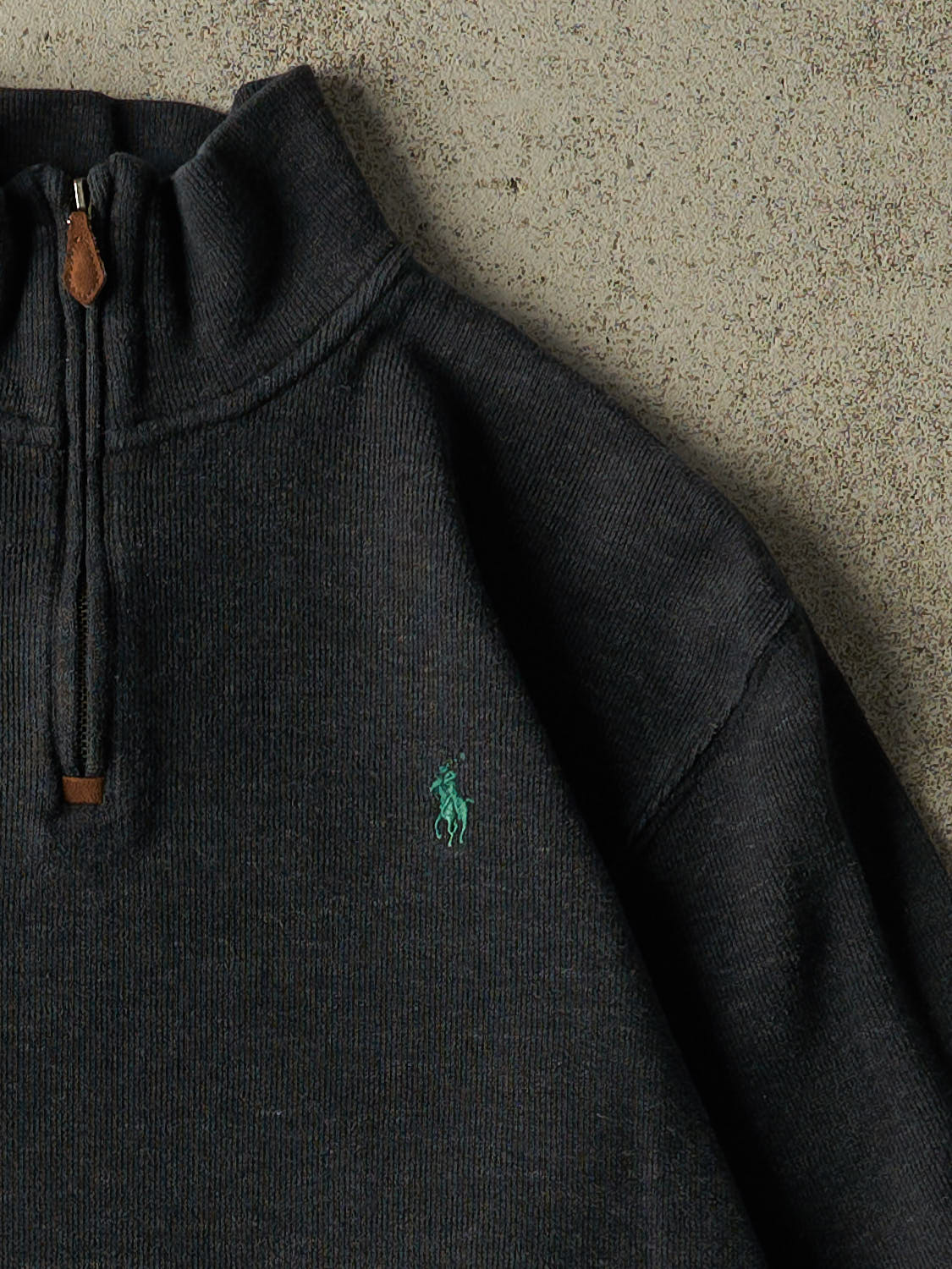 Vintage 90s Charcoal Grey Polo Quarter Zip Knit (S/M)