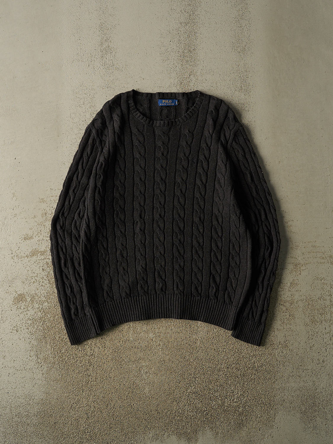 Vintage Y2K Charcoal Grey Polo Cable Knit Sweater (M/L)
