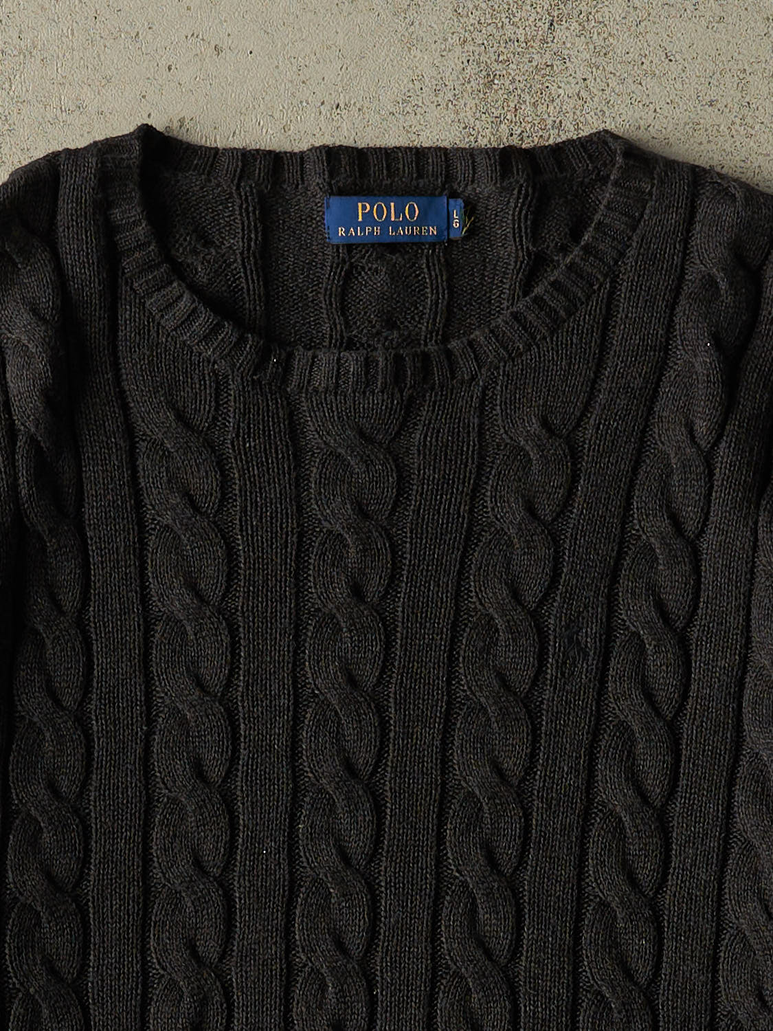 Vintage Y2K Charcoal Grey Polo Cable Knit Sweater (M/L)