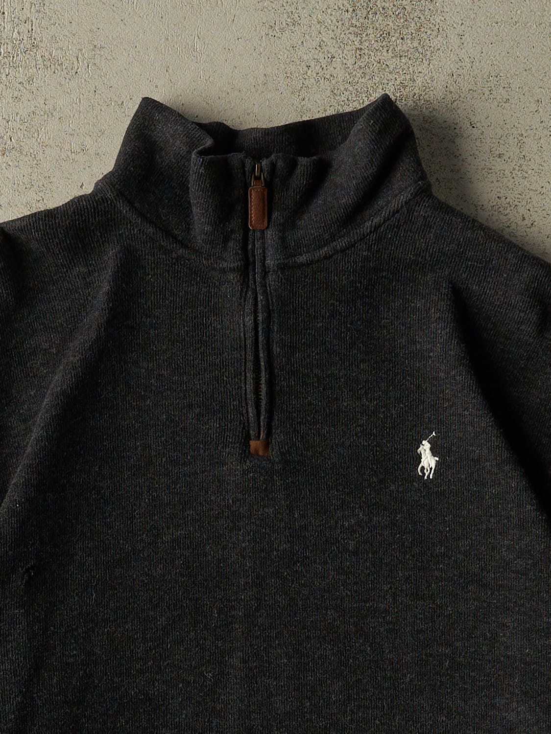 Vintage Y2K Charcoal Grey Polo Quarter Zip Knit (L/XL)