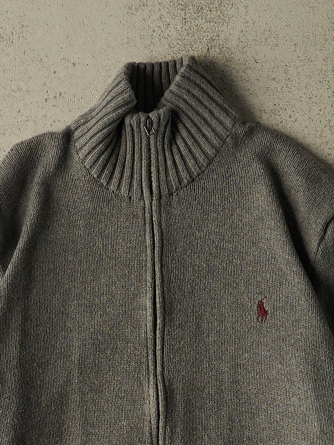 Vintage 90s Grey Polo Zip Up Knit (S/M)