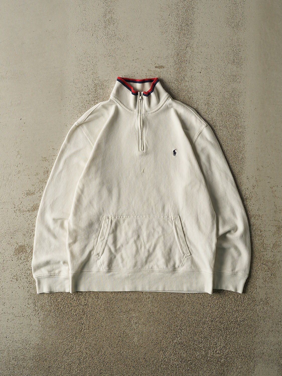 Vintage 90s White Polo Quarter Zip Sweater (S/M)
