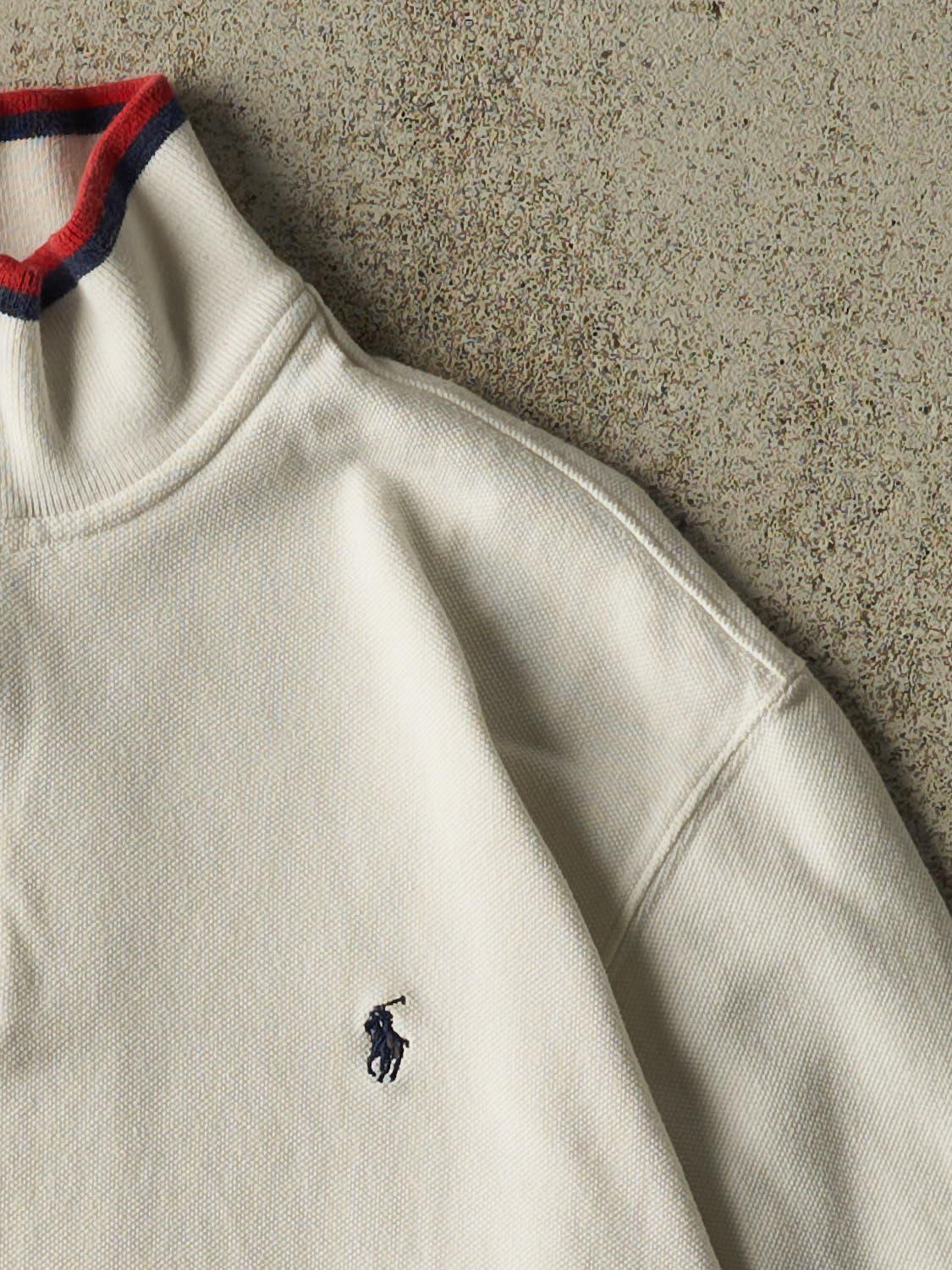Vintage 90s White Polo Quarter Zip Sweater (S/M)