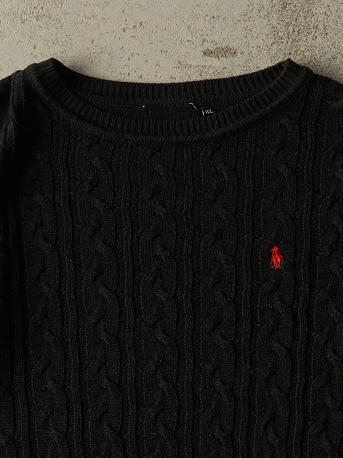 Vintage 90s Black Polo Cable Knit Sweater (M/L)