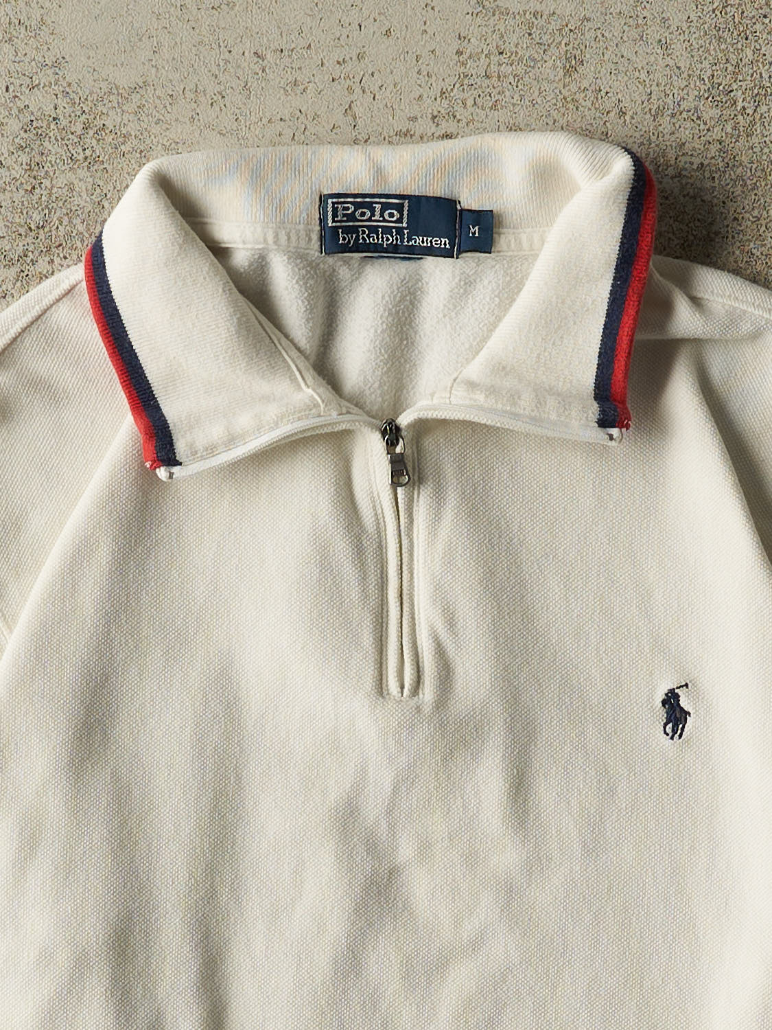 Vintage 90s White Polo Quarter Zip Sweater (S/M)