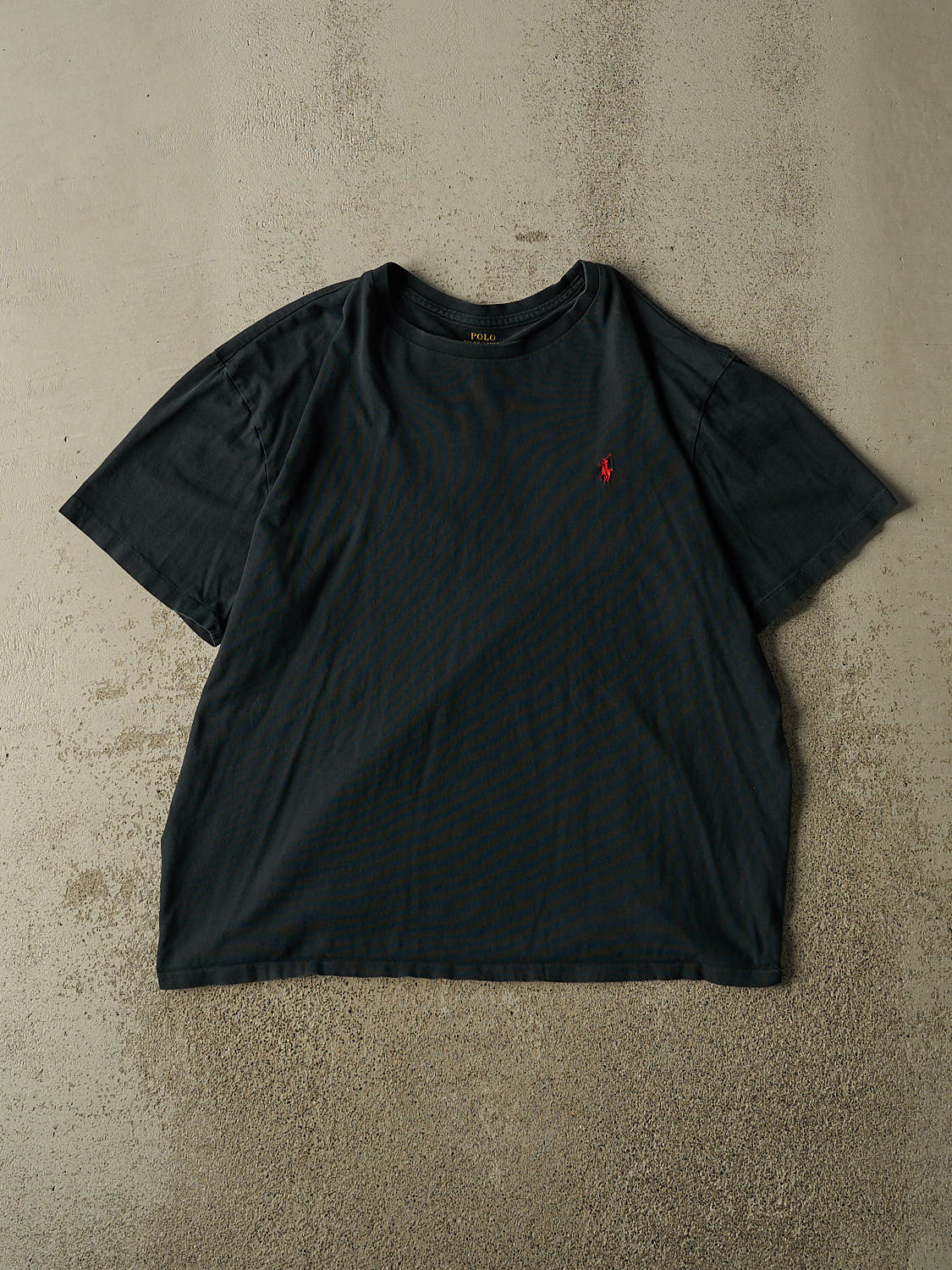 Vintage Y2K Faded Black Polo Embroidered Tee (L/XL)