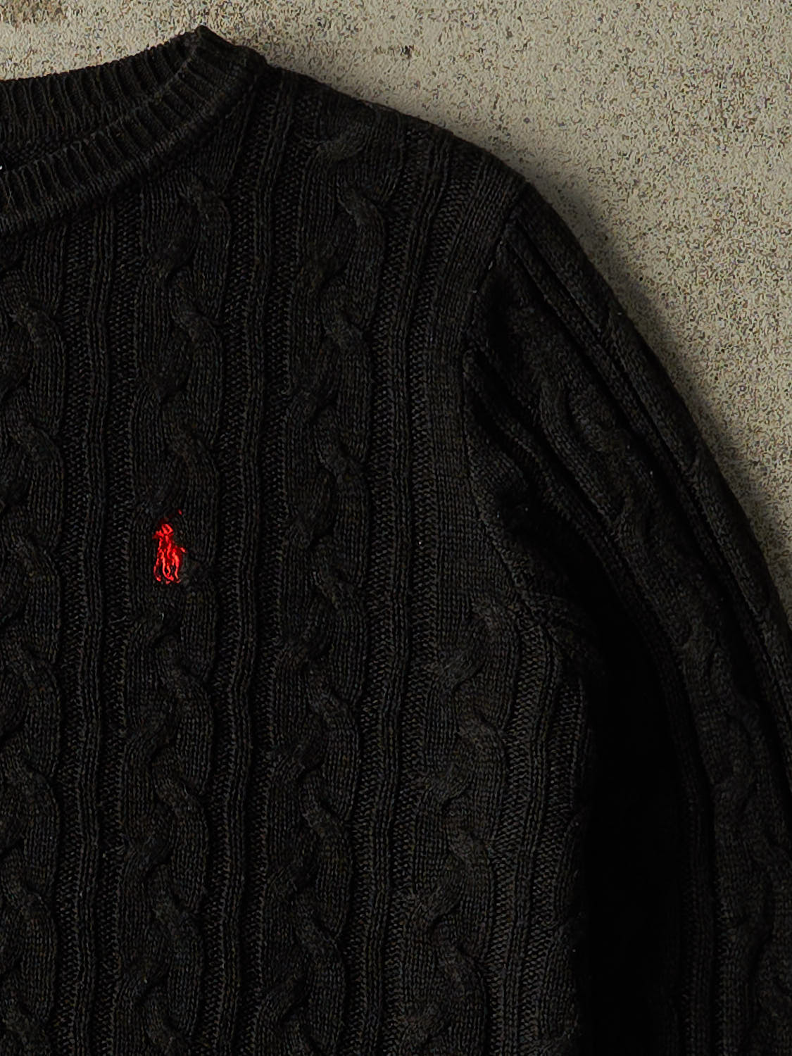 Vintage 90s Black Polo Cable Knit Sweater (M/L)