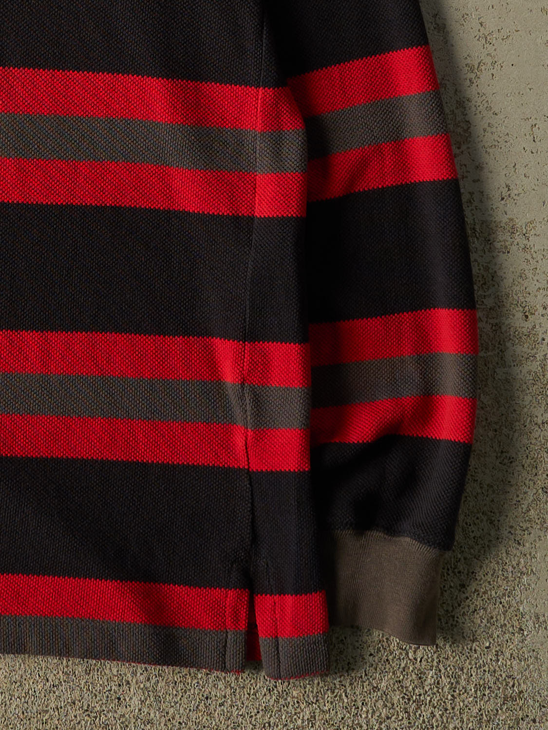 Vintage 90s Red Polo Sport Striped Quarter Button Long Sleeve (L)