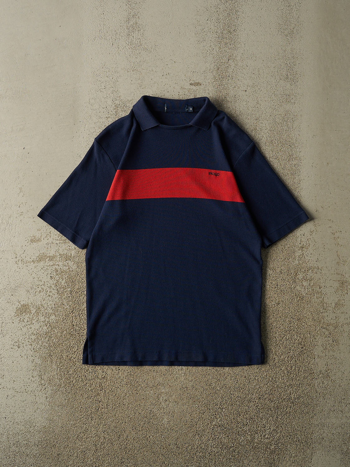 Vintage 90s Navy Blue Polo Embroidered Collared Tee (S/M)