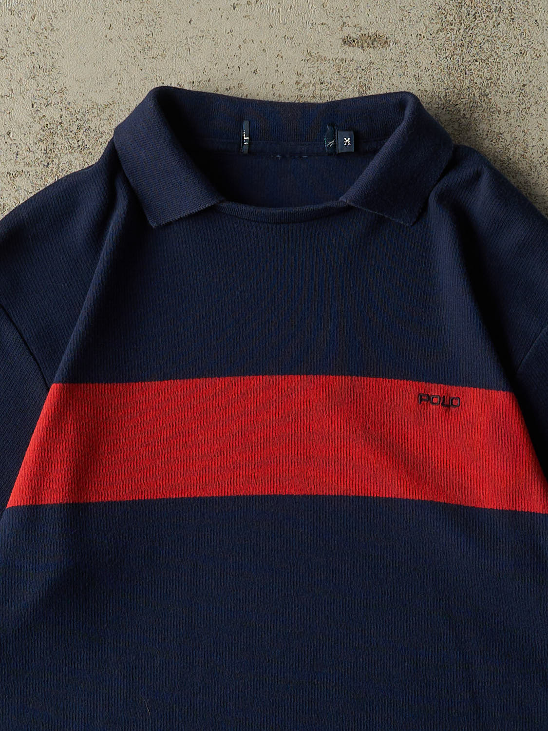 Vintage 90s Navy Blue Polo Embroidered Collared Tee (S/M)