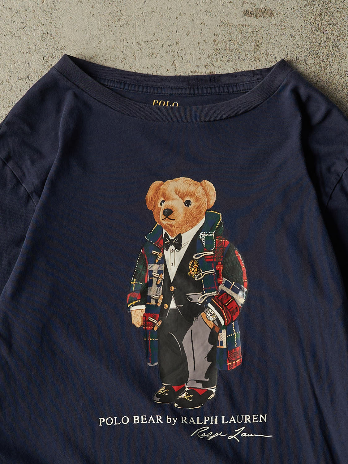 Vintage Y2K Navy Blue Polo Bear Long Sleeve (S)