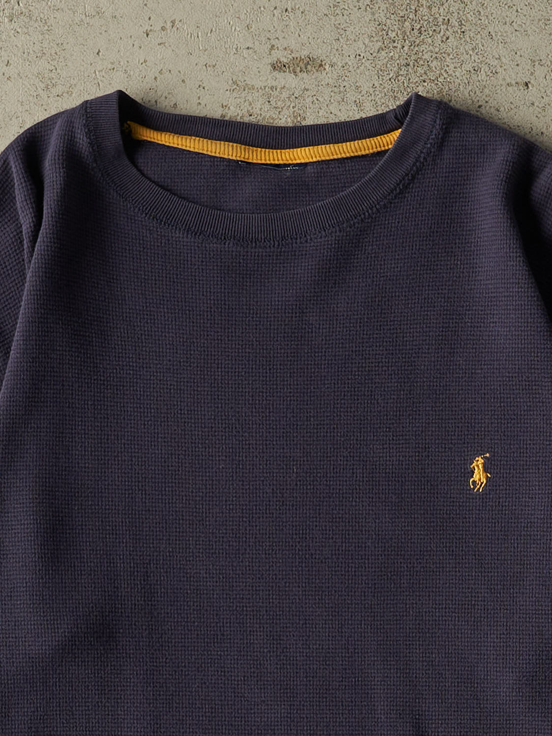 Vintage Y2K Navy Blue Polo Thermal Long Sleeve (L)