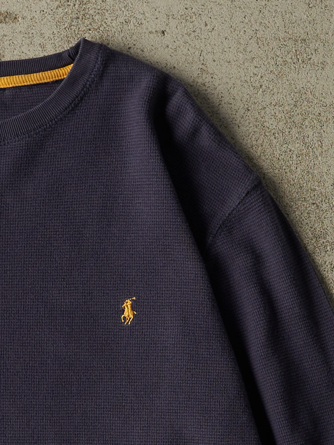 Vintage Y2K Navy Blue Polo Thermal Long Sleeve (L)