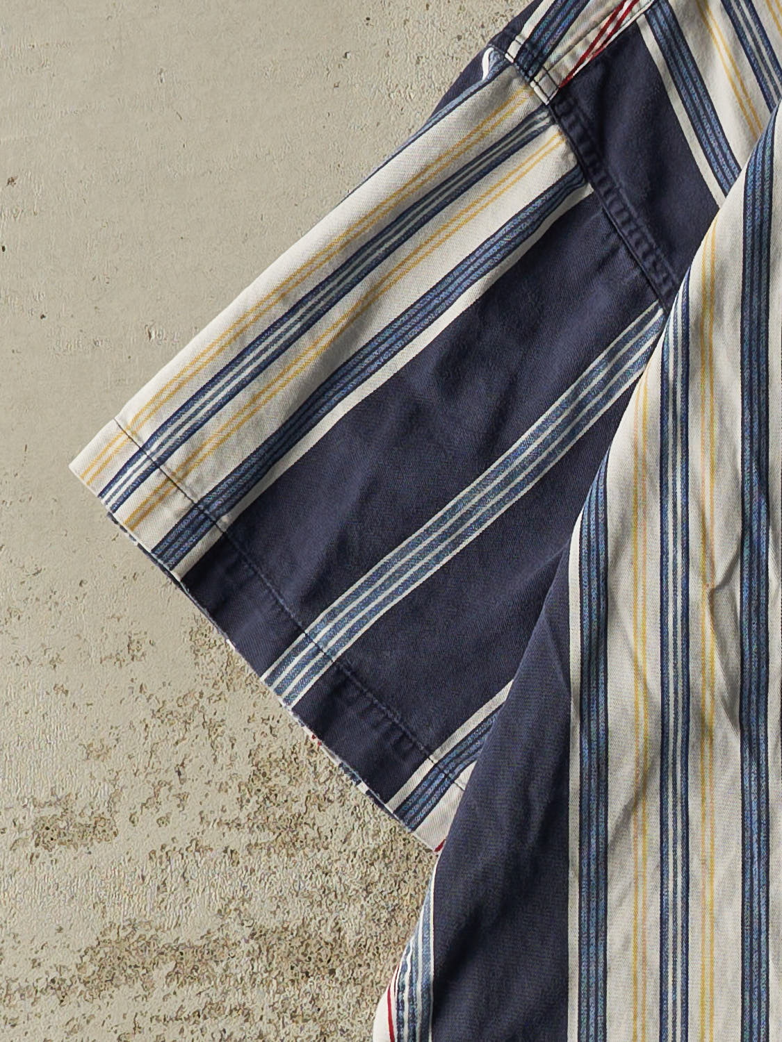 Vintage 90s Navy Blue Chaps Ralph Lauren Striped Button Up Cropped Tee (M/L)