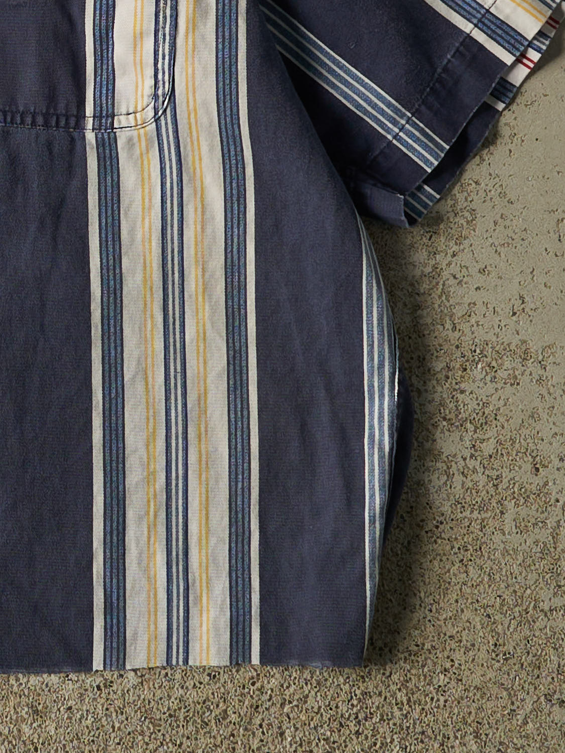 Vintage 90s Navy Blue Chaps Ralph Lauren Striped Button Up Cropped Tee (M/L)