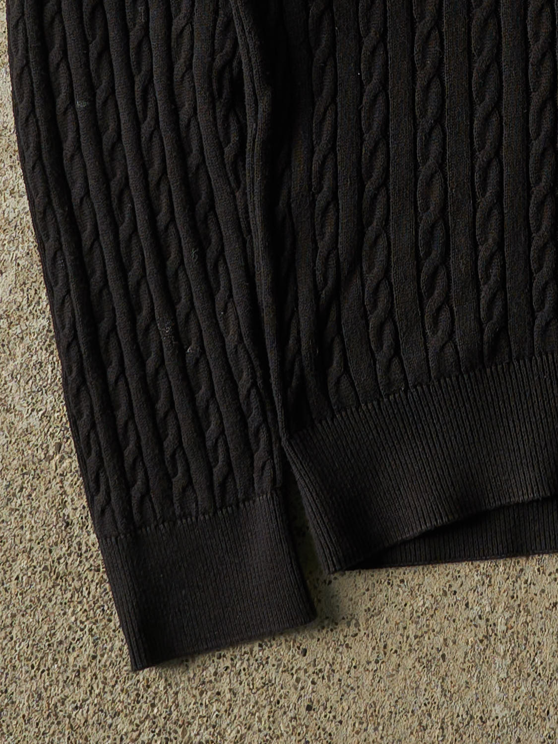 Vintage 90s Black Polo Cable Knit V Neck Sweater (M/L)