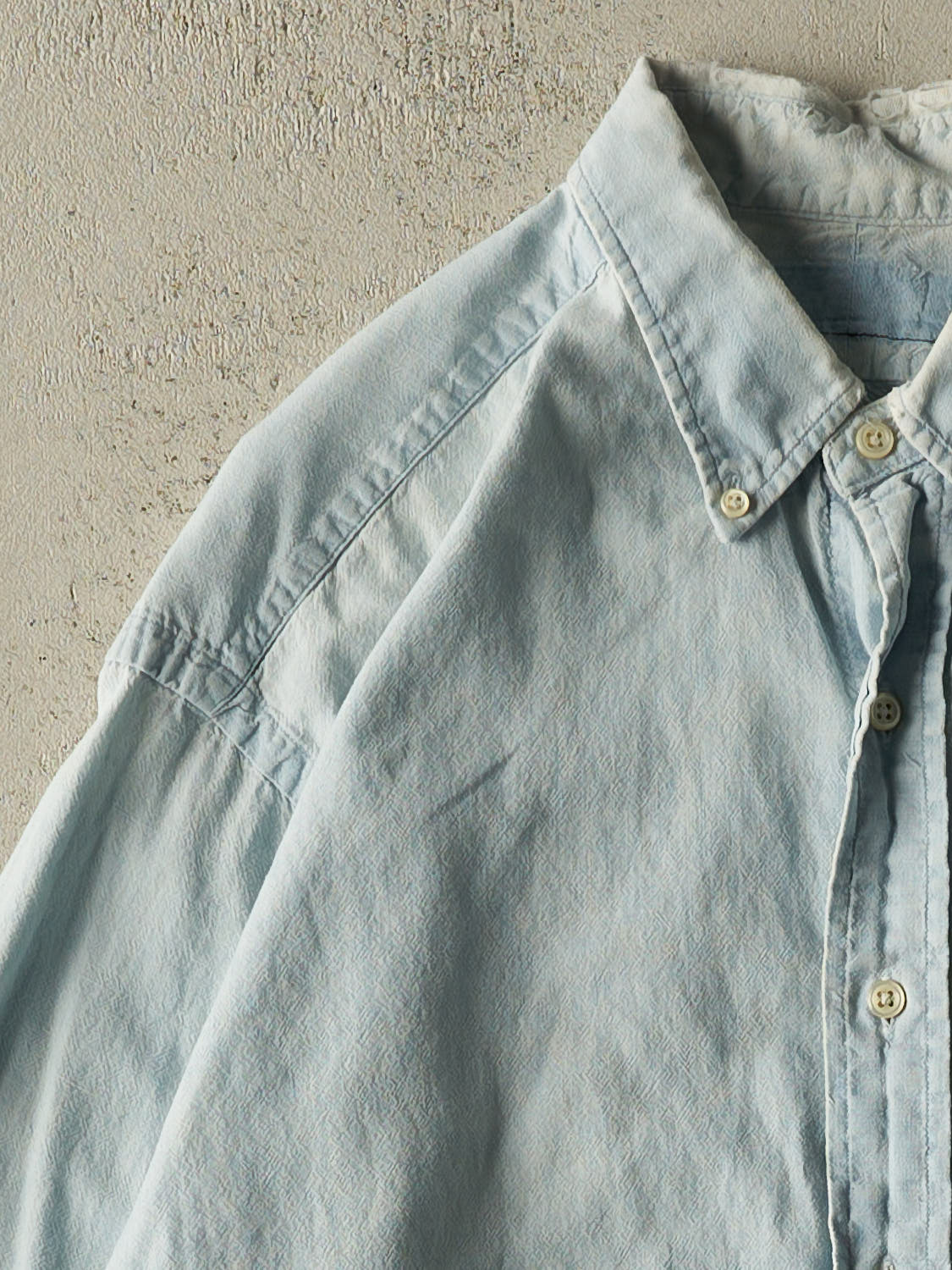 Vintage 90s Light Wash Polo Denim Long Sleeve Button Up (XL/XXL)