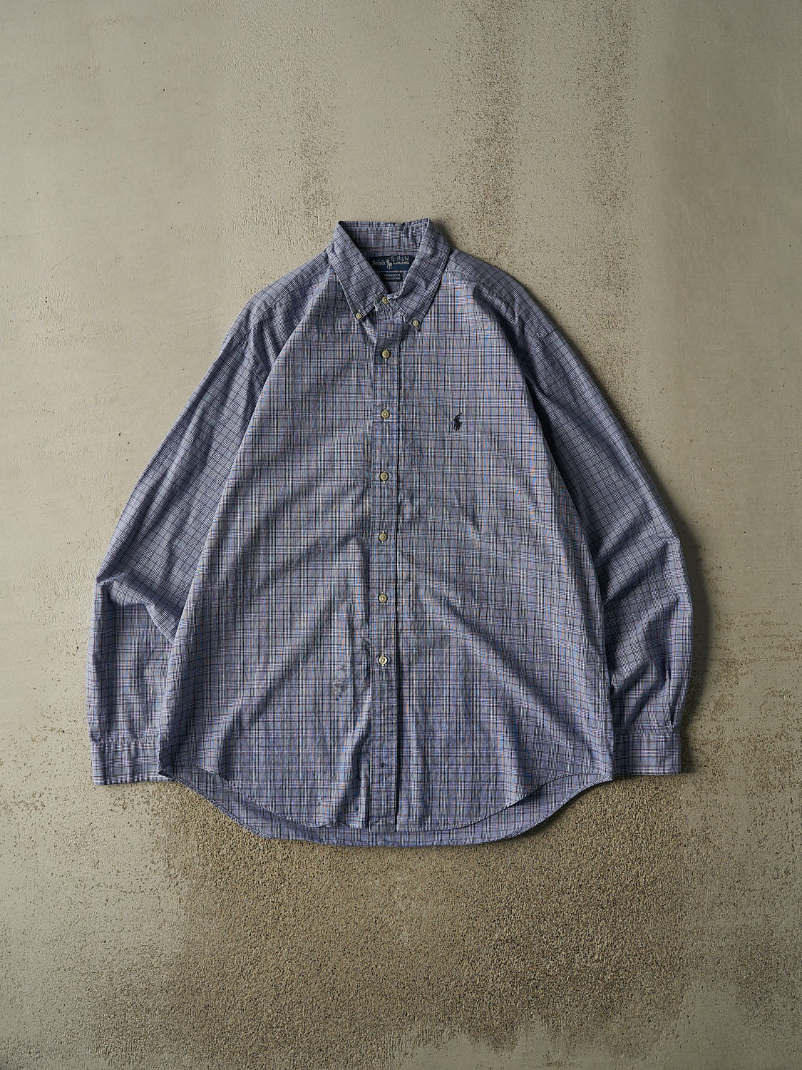 Vintage Y2K Blue Polo Striped Button Up Long Sleeve (XXL/XXXL)