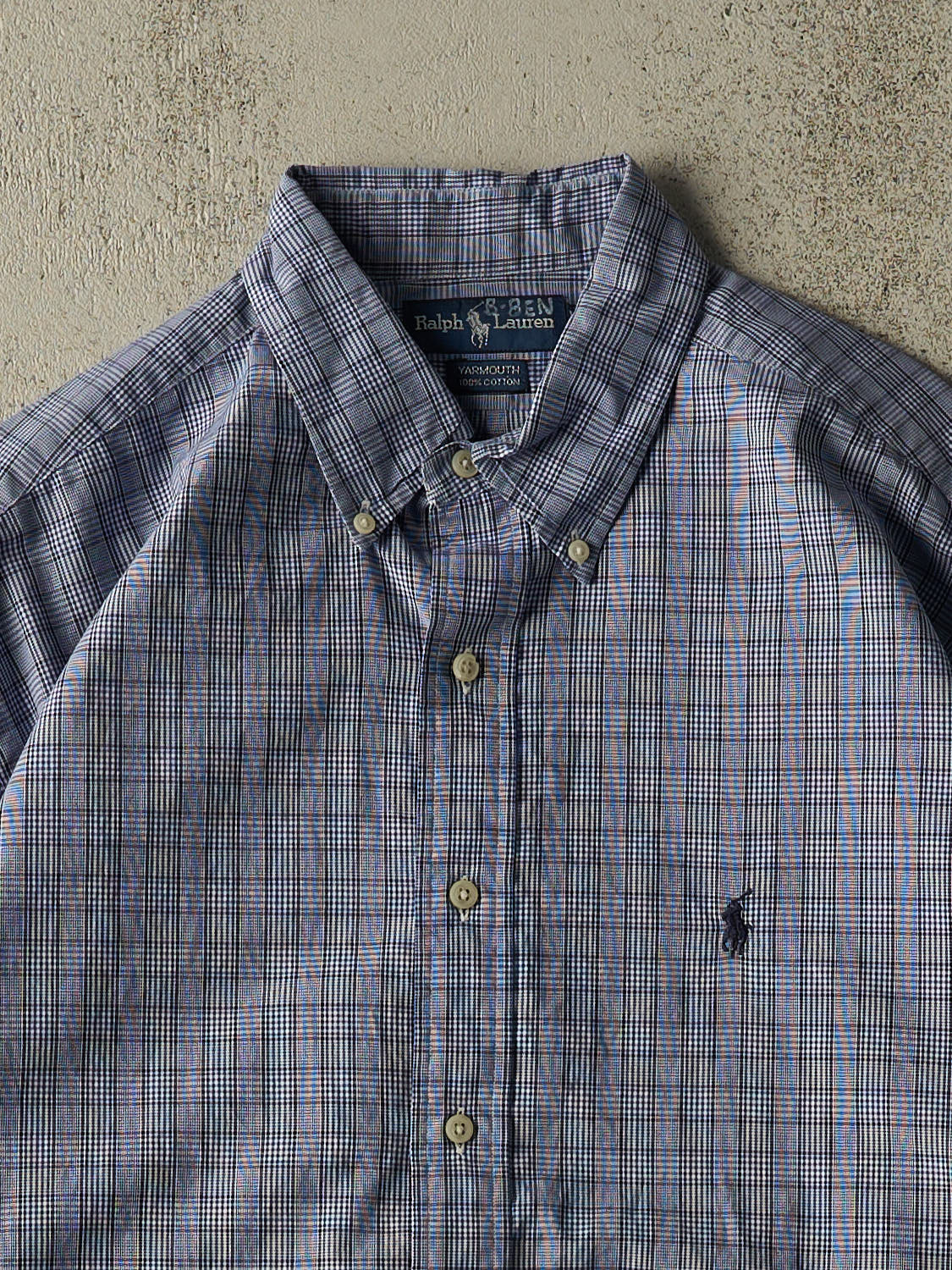 Vintage Y2K Blue Polo Striped Button Up Long Sleeve (XXL/XXXL)