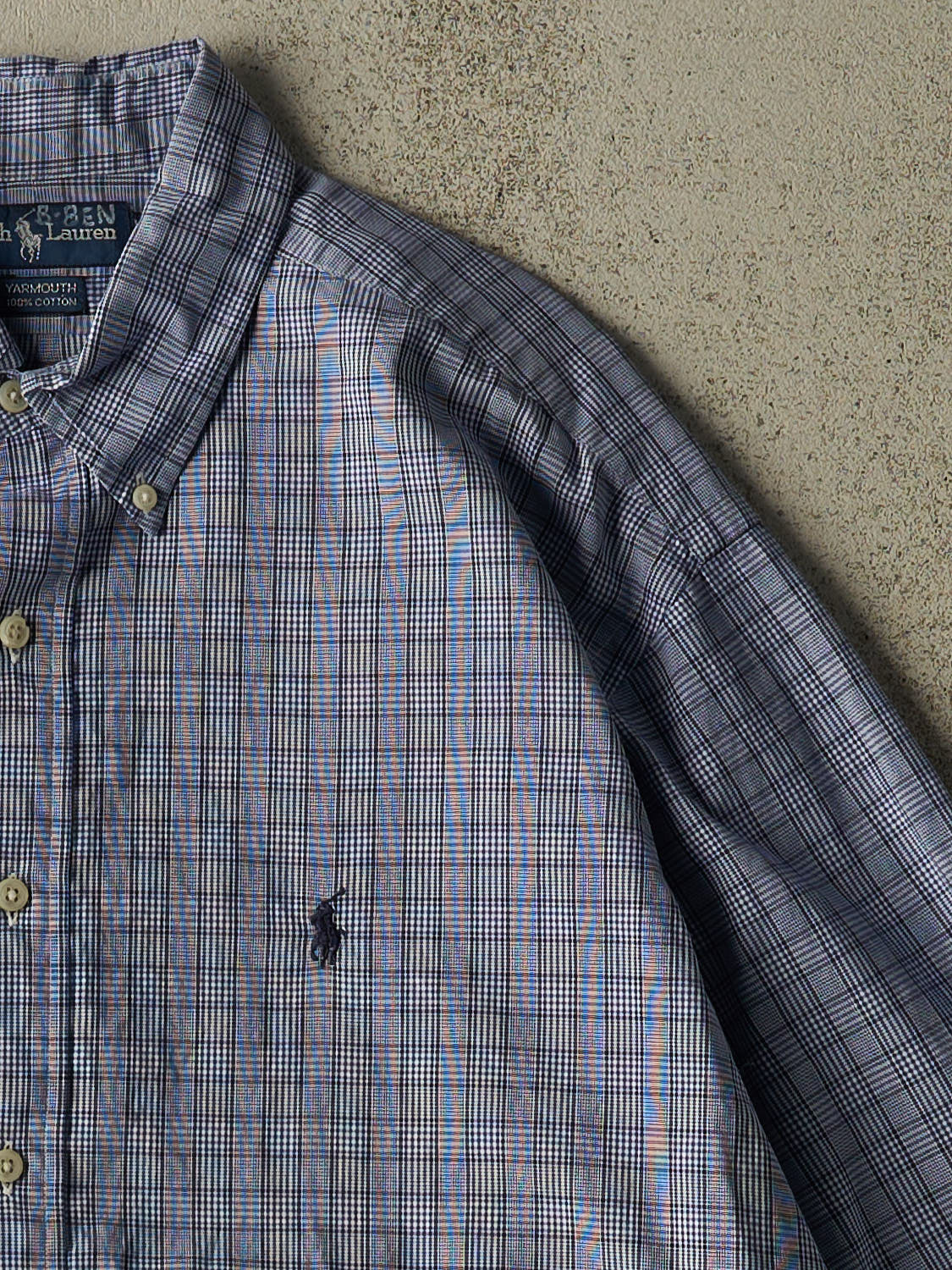 Vintage Y2K Blue Polo Striped Button Up Long Sleeve (XXL/XXXL)