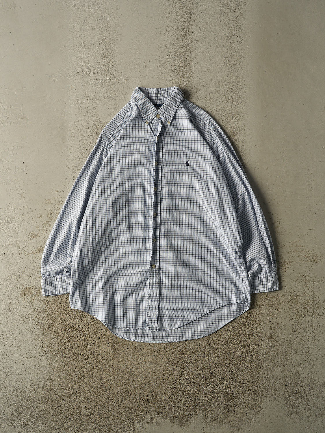 Vintage 90s Blue Polo Long Sleeve Button Up (XL/XXL)