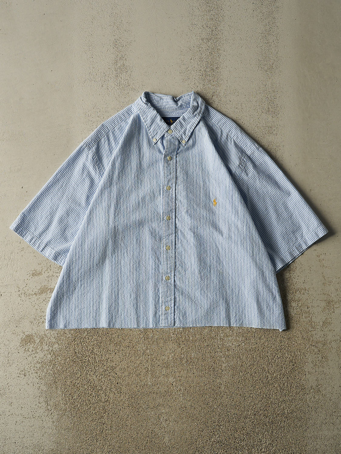 Vintage Y2K Blue Polo Cropped Button Up Tee (XL)